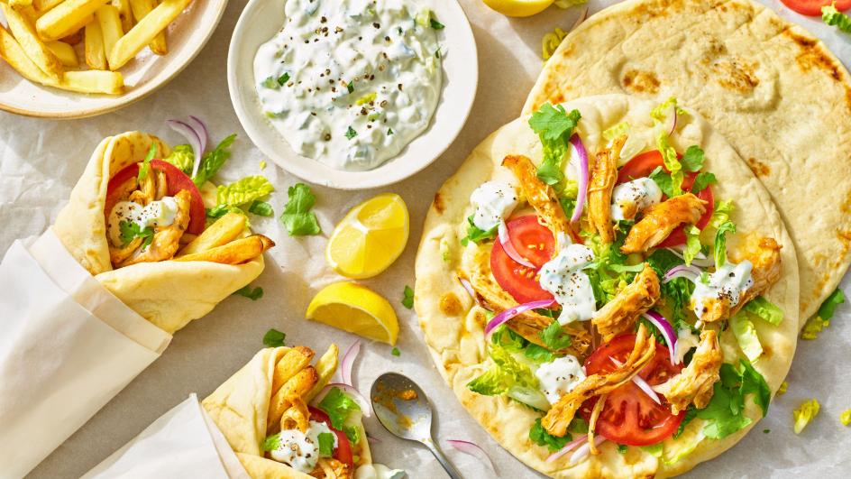 Garlicky Chicken Gyros (Wraps)