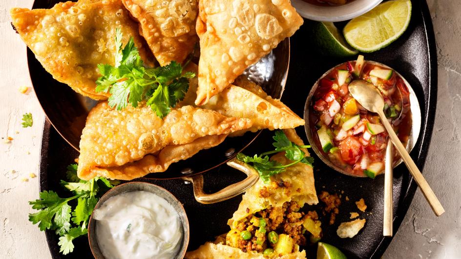 Lamb Samosas with Fresh Tomato Chutney